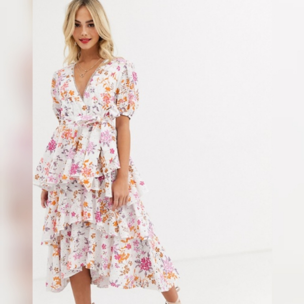 La Maison Talulah Jasmine Vines Tiered Midi Dress - Picture 3 of 12